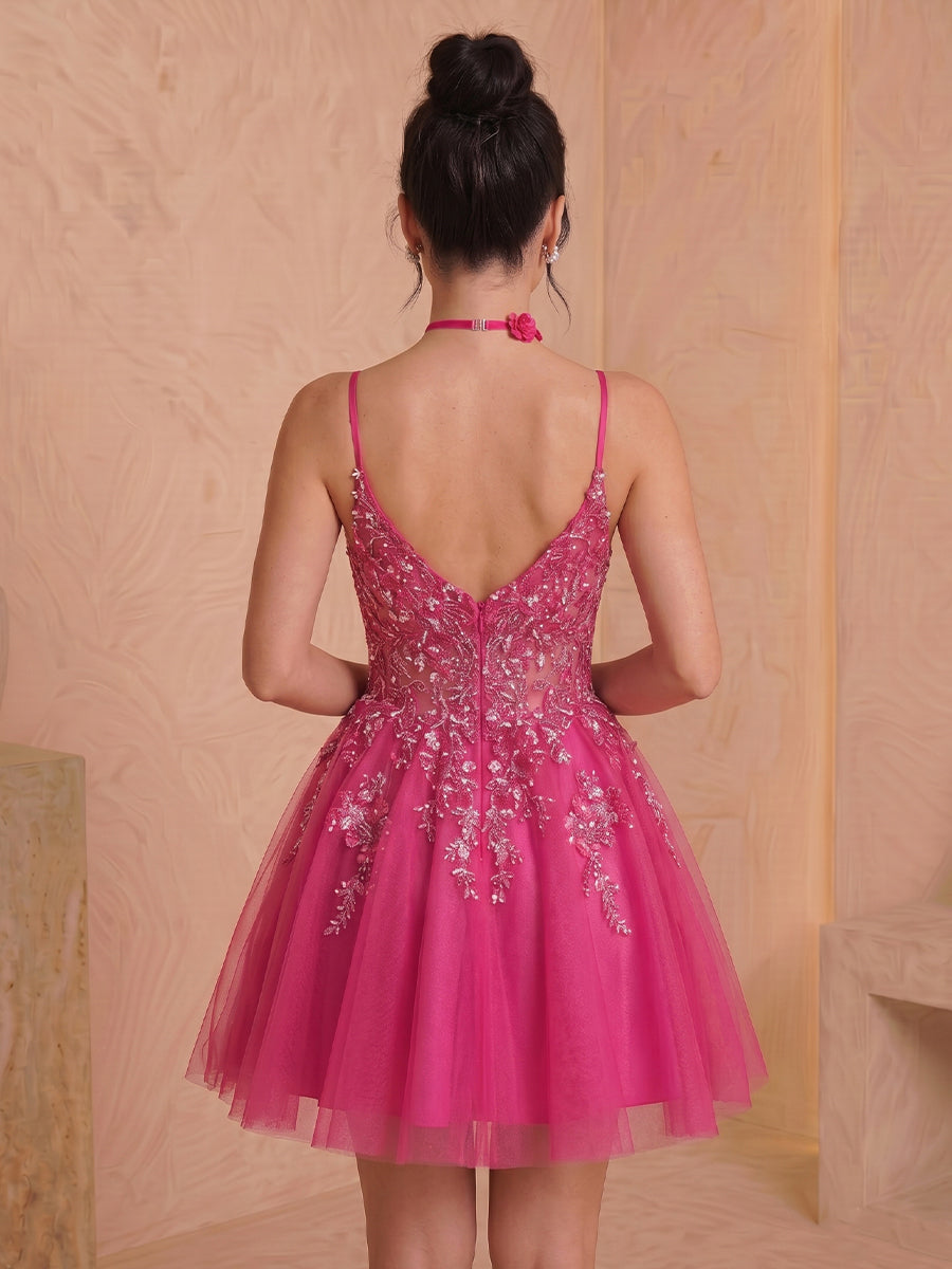 Tulle Sweetheart A Line Corset Sleeveless Short Homecoming Dresses