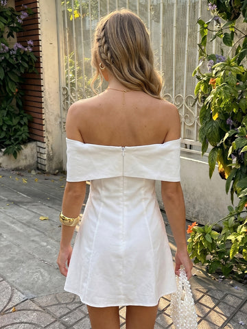 A Line Satin Off the Shoulder Sleeveless Short Homecoming Dresses