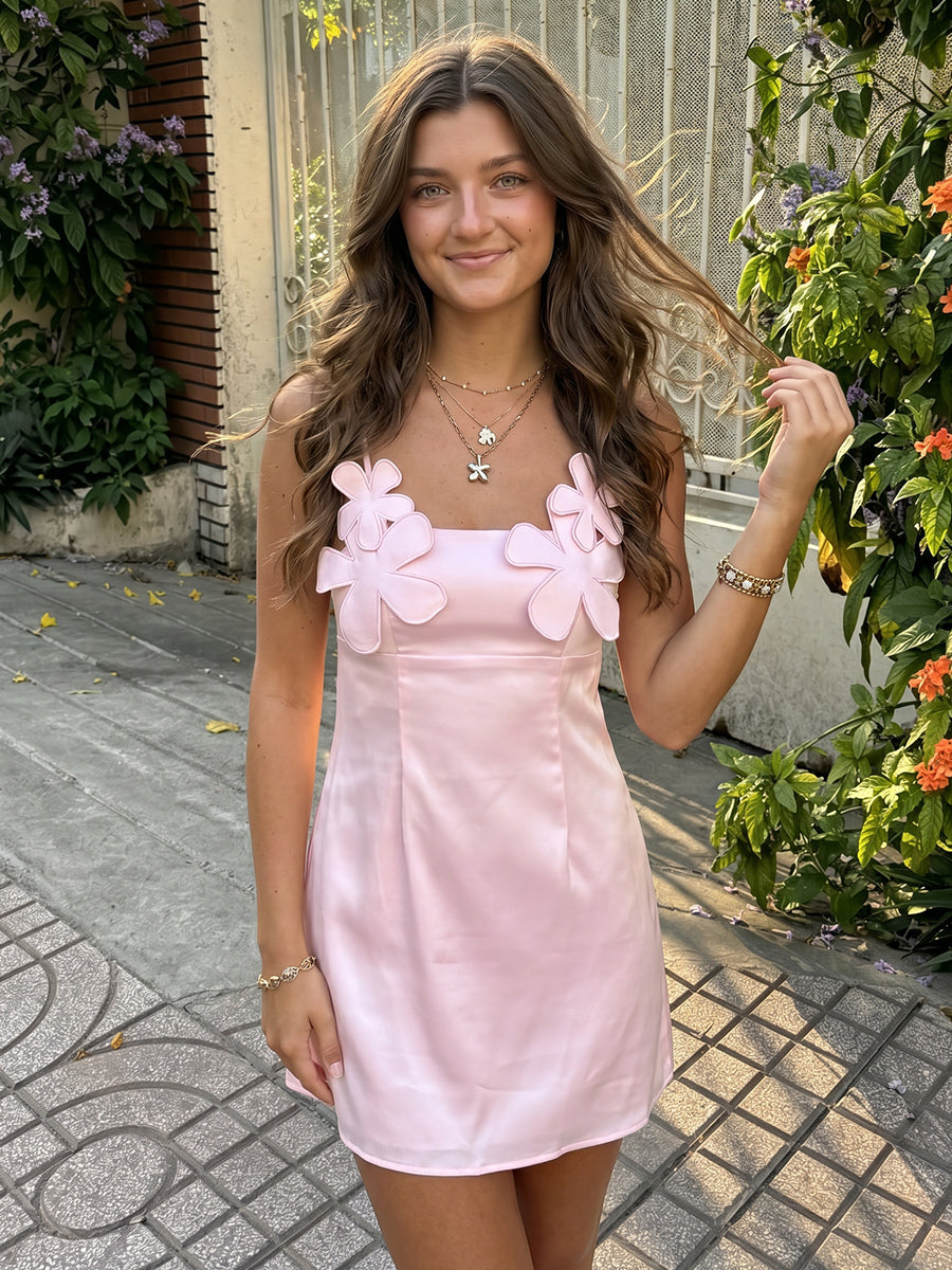 Spaghetti Straps Sheath Satin Sleeveless Short Homecoming Dresses