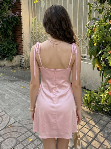 Sheath Satin V Neck Sleeveless Short Homecoming Dresses