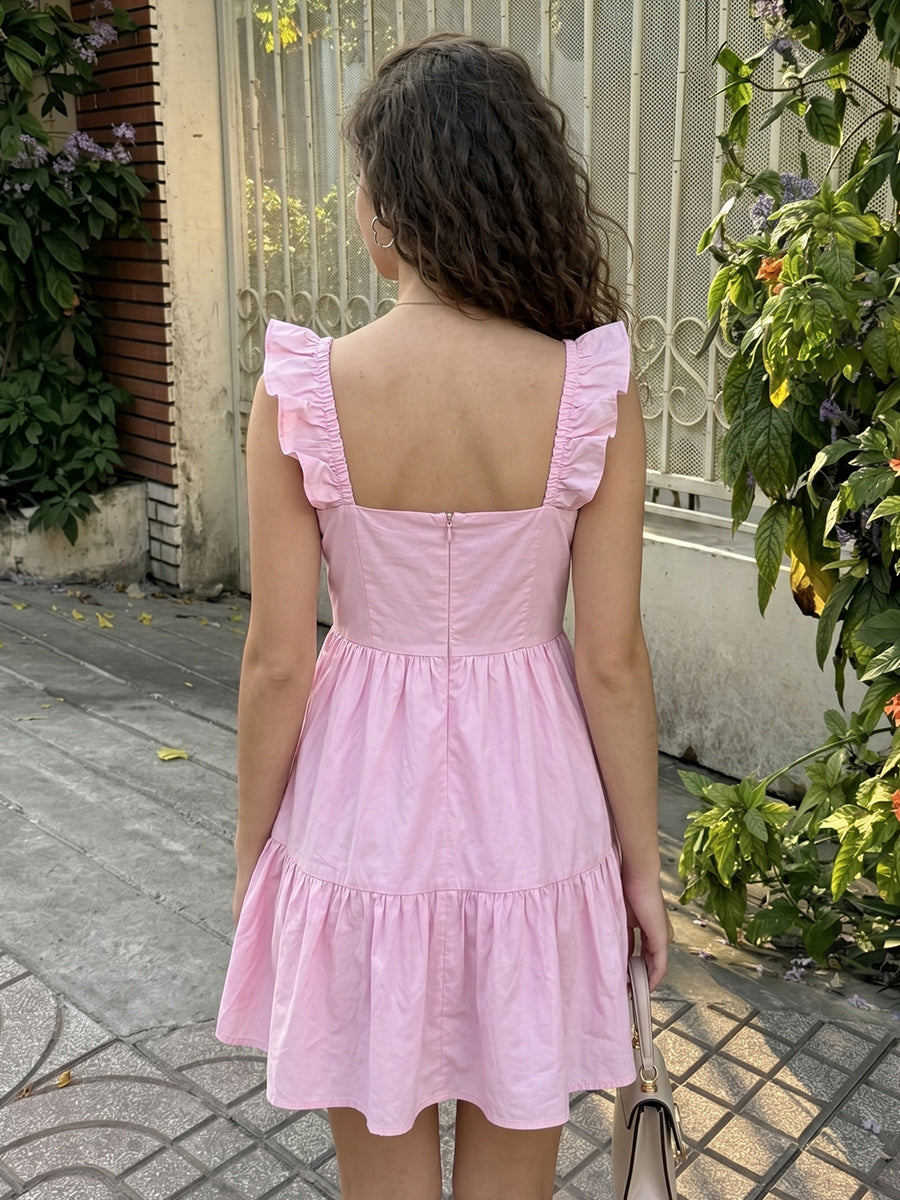 A Line Satin Square Neck Sleeveless Short Homecoming Dresses