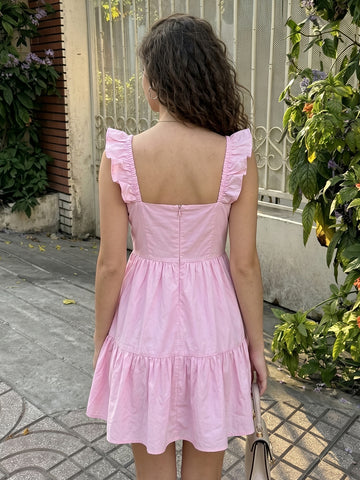 A Line Satin Square Neck Sleeveless Short Homecoming Dresses