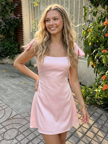 Satin Spaghetti Straps A Line Sleeveless Short Homecoming Dresses
