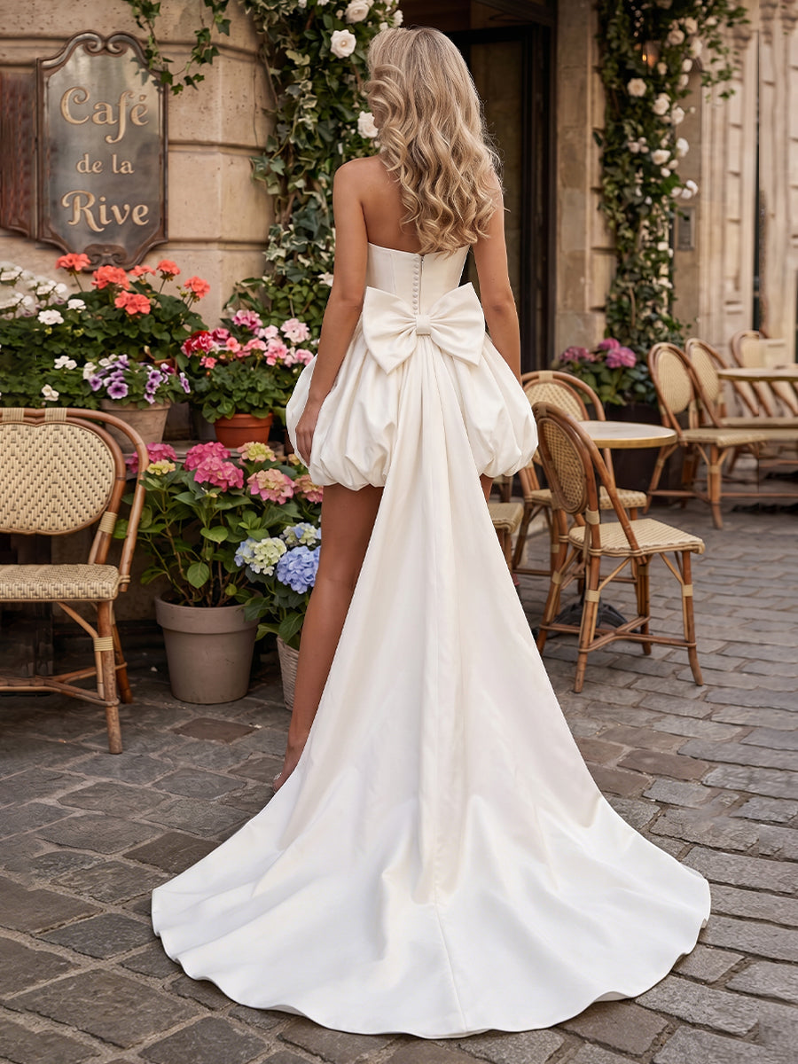 Strapless Satin A Line Sleeveless Short Homecoming Dresses