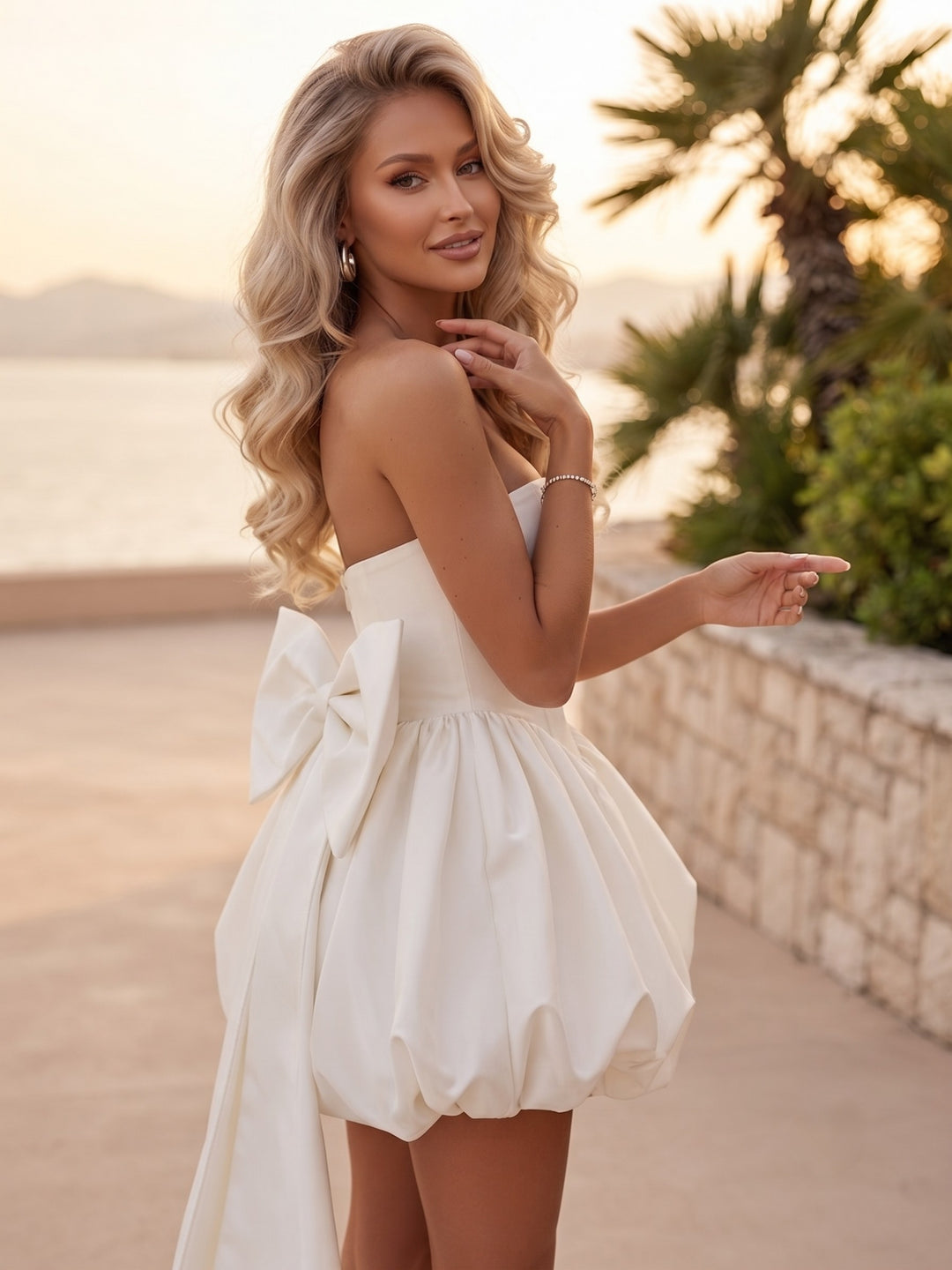 Strapless Satin A Line Sleeveless Short Homecoming Dresses