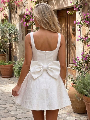 A Line Square Neck Satin Sleeveless Short Homecoming Dresses