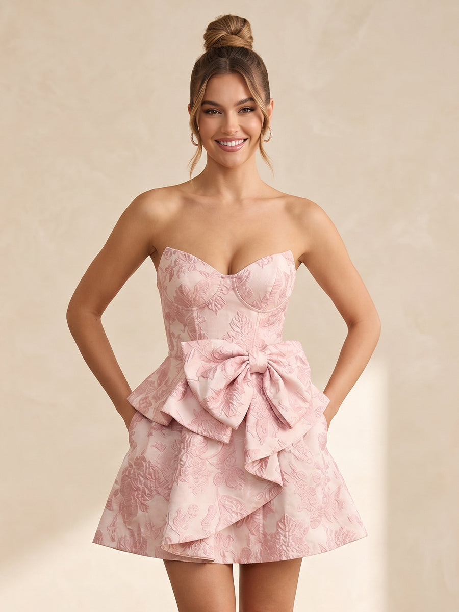 A Line Satin Sweetheart Jacquard Sleeveless Short Homecoming Dresses