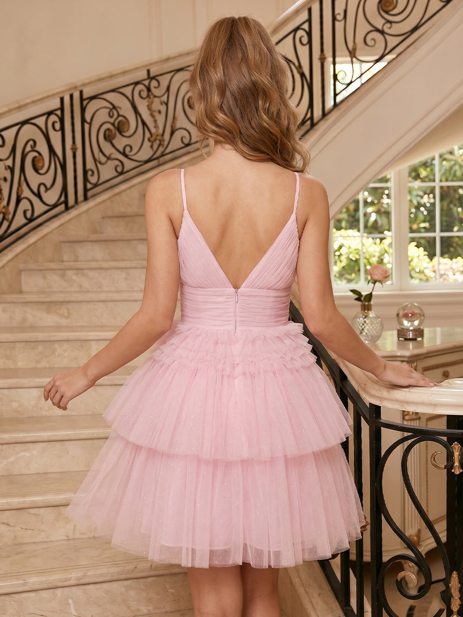 A Line Tulle Sweetheart Sleeveless Short Homecoming Dresses