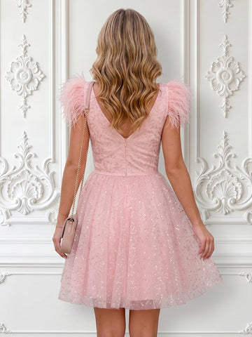 Tulle A Line Sweetheart Sleeveless Short Homecoming Dresses