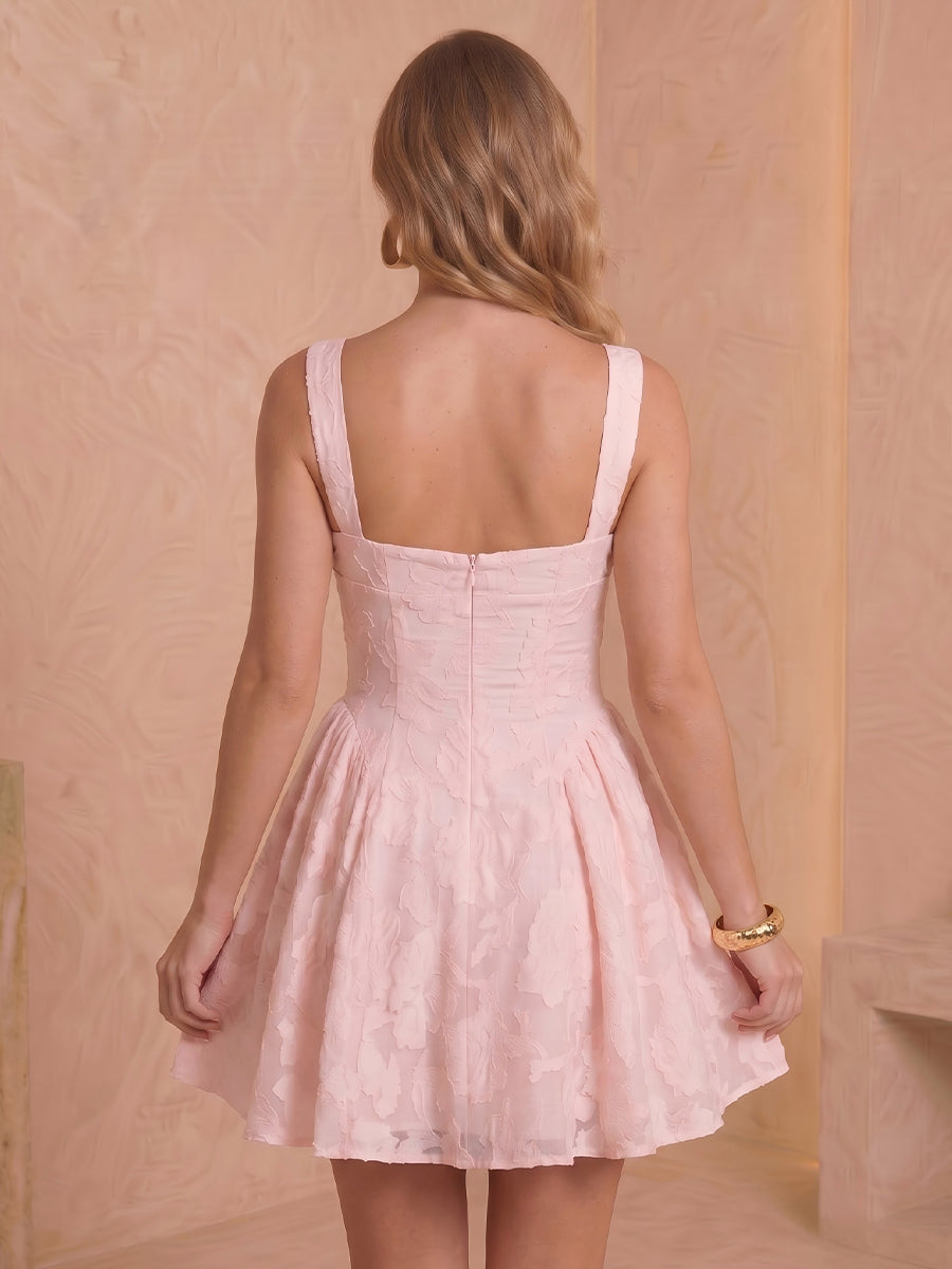 Satin Sweetheart A Line Sleeveless Jacquard Short Homecoming Dresses