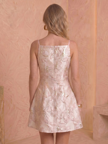 A Line Satin Spaghetti Straps Jacquard Sleeveless Short Homecoming Dresses