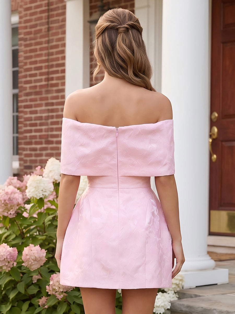 Satin A Line Off the Shoulder Sleeveless Short Homecoming Dresses