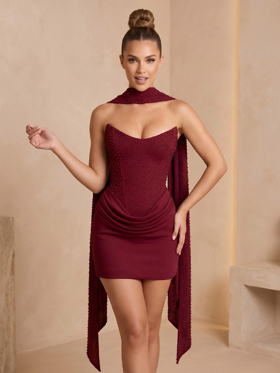 Satin Sheath Strapless Sleeveless Short Homecoming Dresses