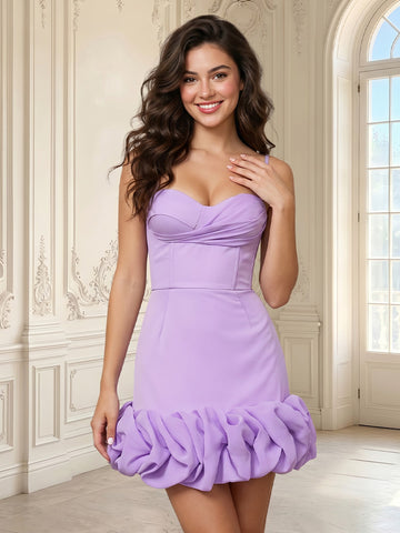 Satin A Line Sweetheart Corset Bud Spaghetti Straps Short Homecoming Dresses