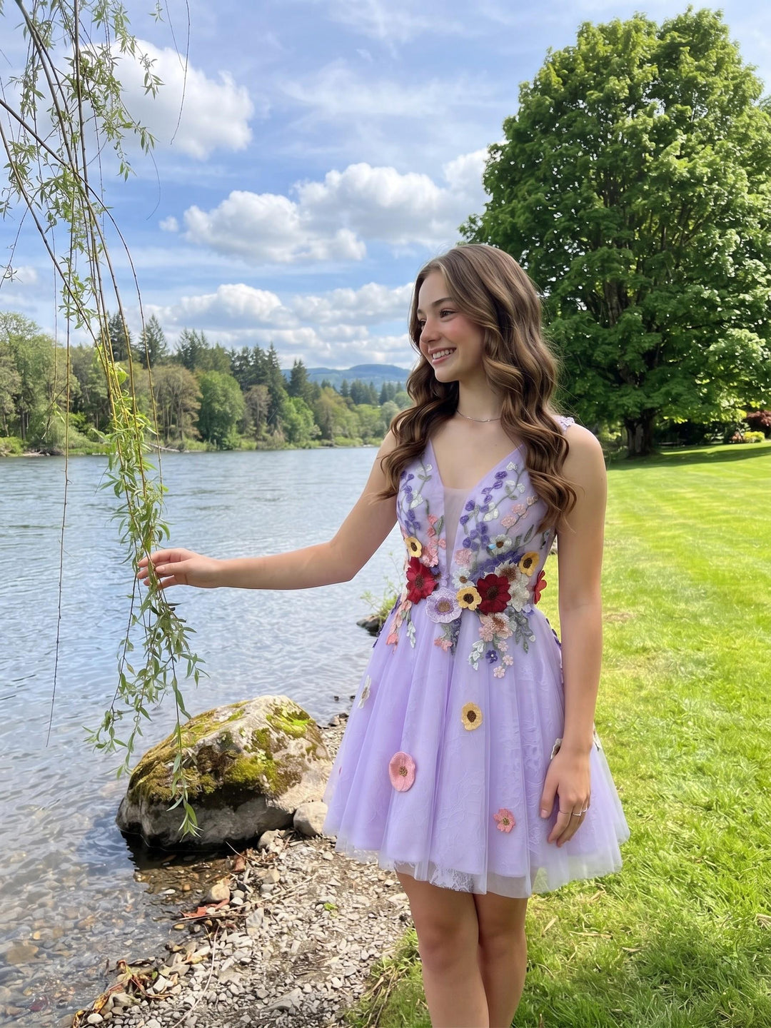 A Line Tulle Sweetheart Sleeveless Embroidery Short Homecoming Dresses