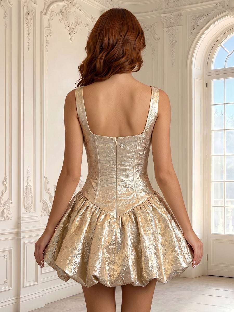Metallic Spaghetti Straps A Line Sleeveless Short Homecoming Dresses