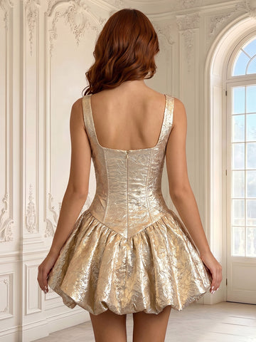 Metallic Spaghetti Straps A Line Sleeveless Short Homecoming Dresses