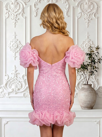 Sequins Mermaid Sweetheart Sleeveless Short Homecoming Dresses