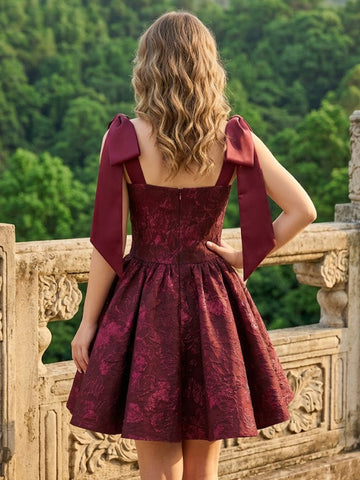 A Line Sweetheart Jacquard Sleeveless Short Homecoming Dresses