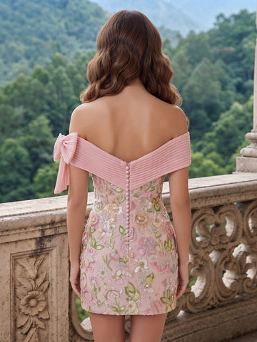 Embroidery Off Shoulder Strapless Sheath Sleeveless Short Homecoming Dresses