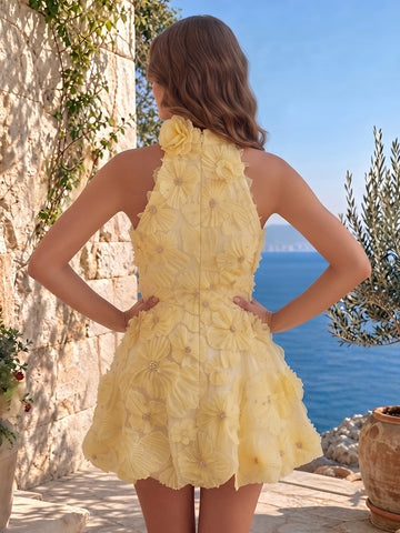 Lace High Neck A Line Sleeveless Short Homecoming Dresses