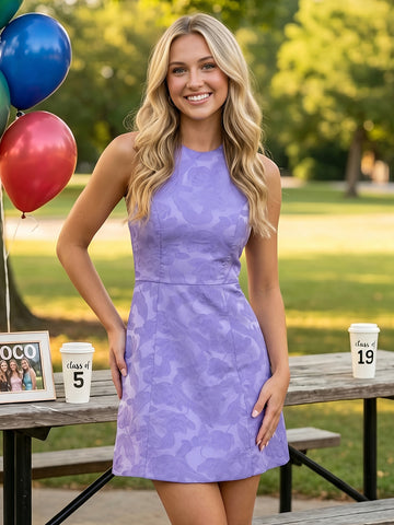 Jacquard Halter A Line Sleeveless Short Homecoming Dresses