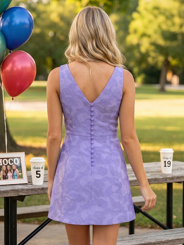 Jacquard Halter A Line Sleeveless Short Homecoming Dresses