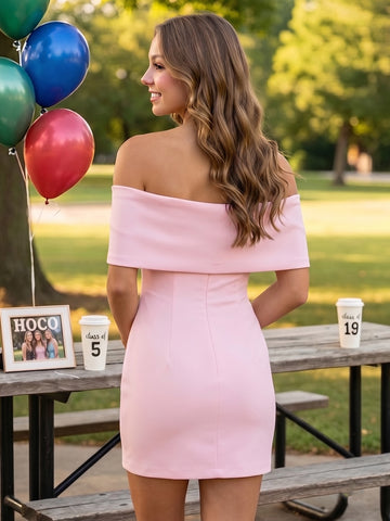 Satin Strapless Off Shoulder Sheath Sleeveless Short Homecoming Dresses