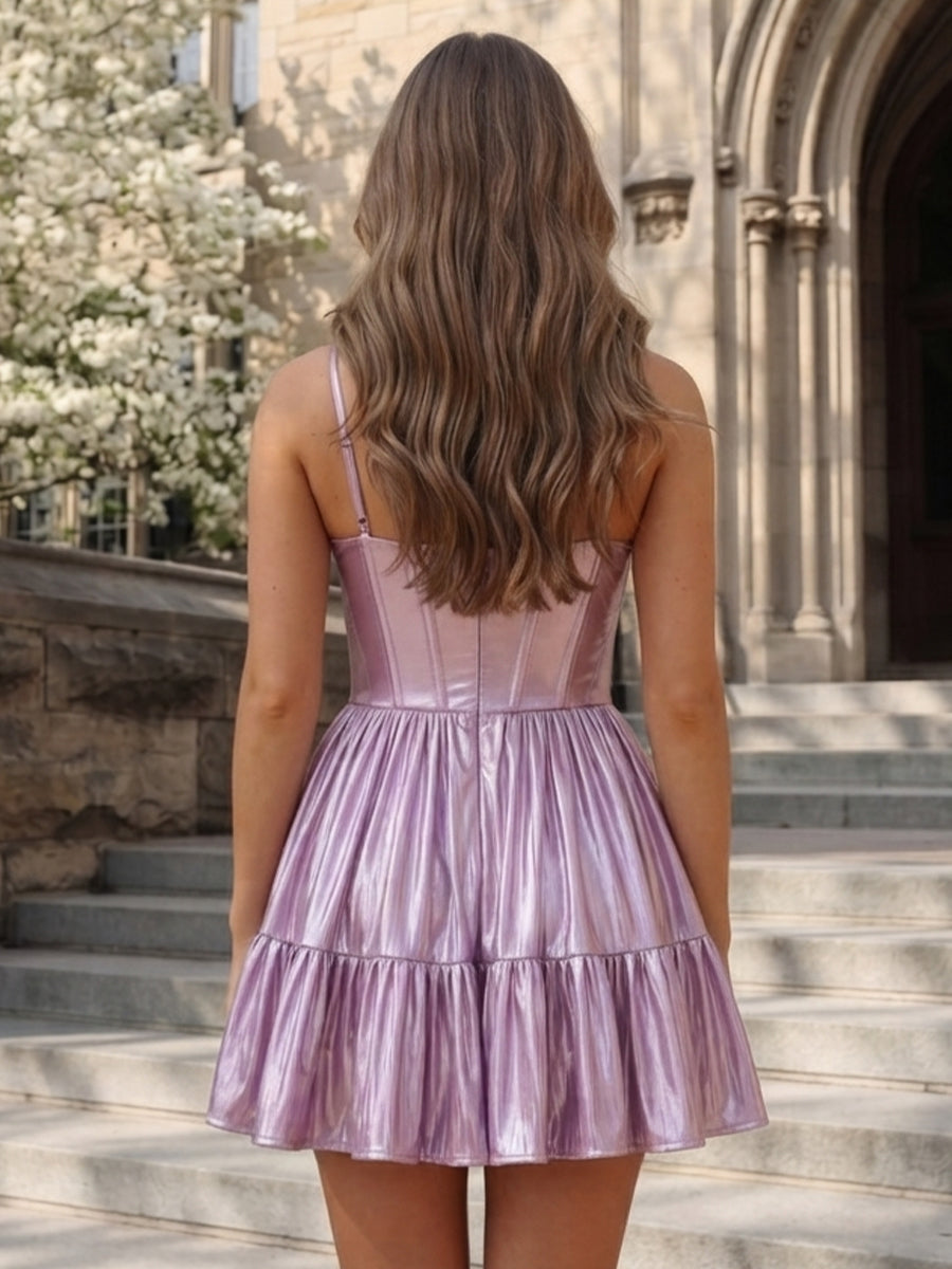A Line Sweetheart Sleeveless Short Homecoming Dresses with Flower