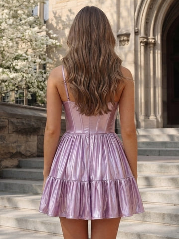 A Line Sweetheart Sleeveless Short Homecoming Dresses with Flower
