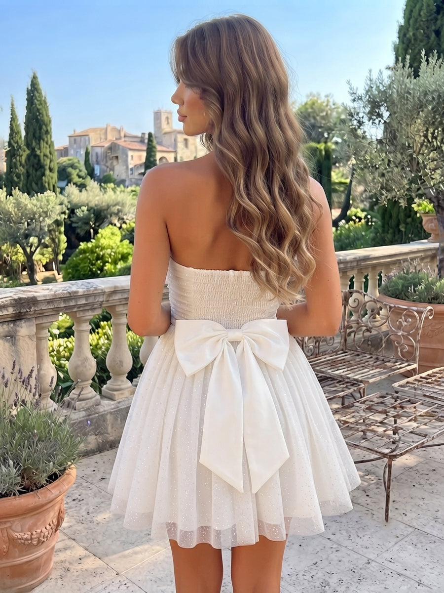 Sequins Strapless A Line Sleeveless Short Homecoming Dresses
