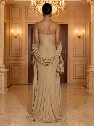 Mermaid Satin Strapless Sleeveless Evening Dresses