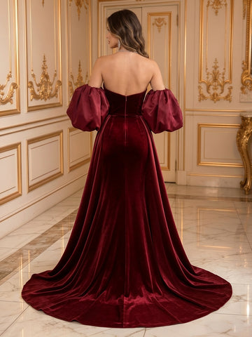 Satin Mermaid Strapless Sleeveless Long Evening Dresses