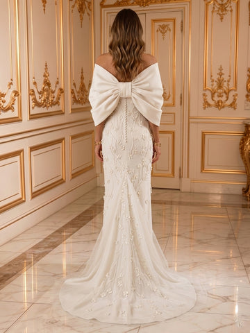 Sheath Off the Shoulder Sleeveless Satin Lace Applique Evening Dresses