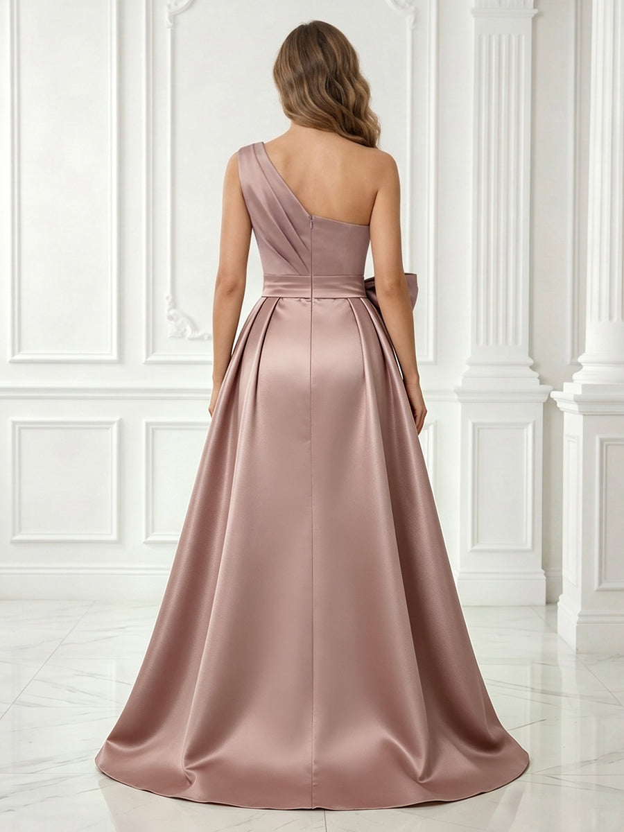 Mermaid One Shoulder Sleeveless Pleated Long Evening Dresses