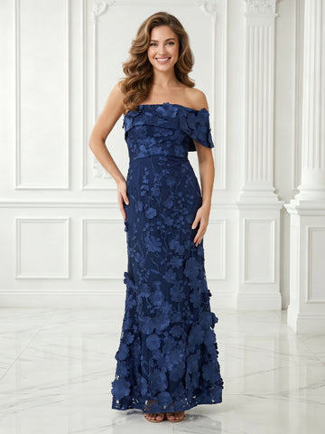 Mermaid Off Shoulder Sleeveless Lace Long Evening Dresses