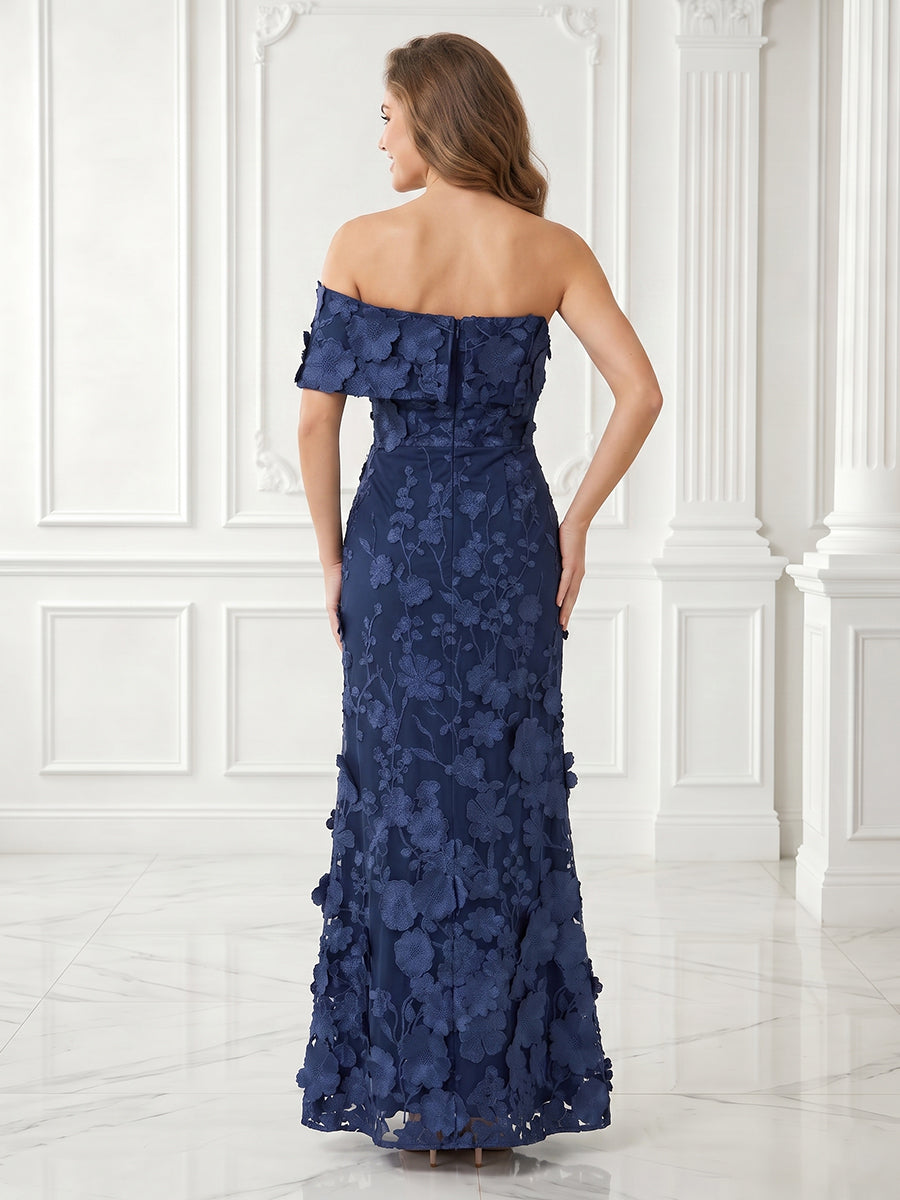Mermaid Off Shoulder Sleeveless Lace Long Evening Dresses