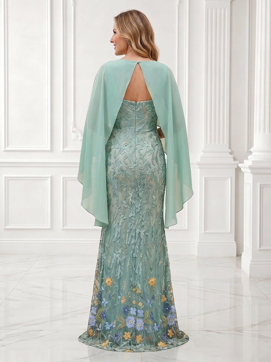 Sheath Chiffon Jewel Sleeveless Lace Applique Long Evening Dresses
