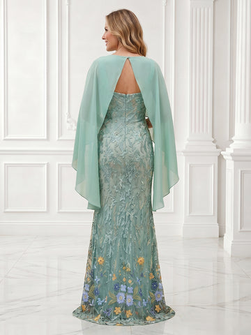 Sheath Chiffon Jewel Sleeveless Lace Applique Long Evening Dresses