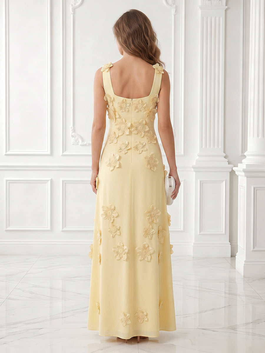 A Line Jewel Satin Sleeveless Long Evening Dresses