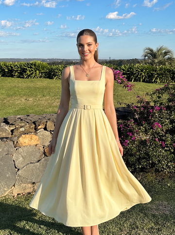 A Line Wedding Guest Dresses Square Neck Satin Tea Length Sleeveless Blush Pink 2026