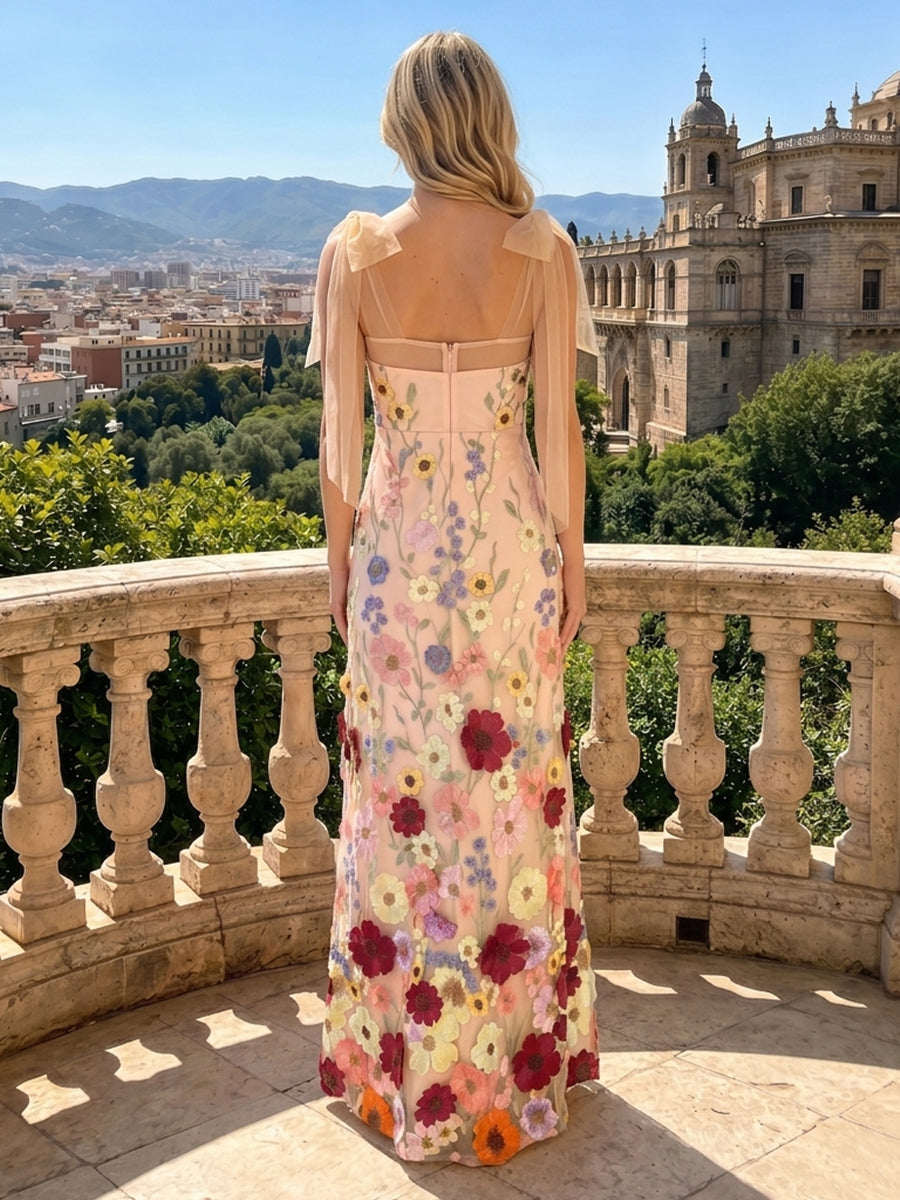 Tulle Sheath Strapless Sleeveless Embroidery Wedding Guest Dresses