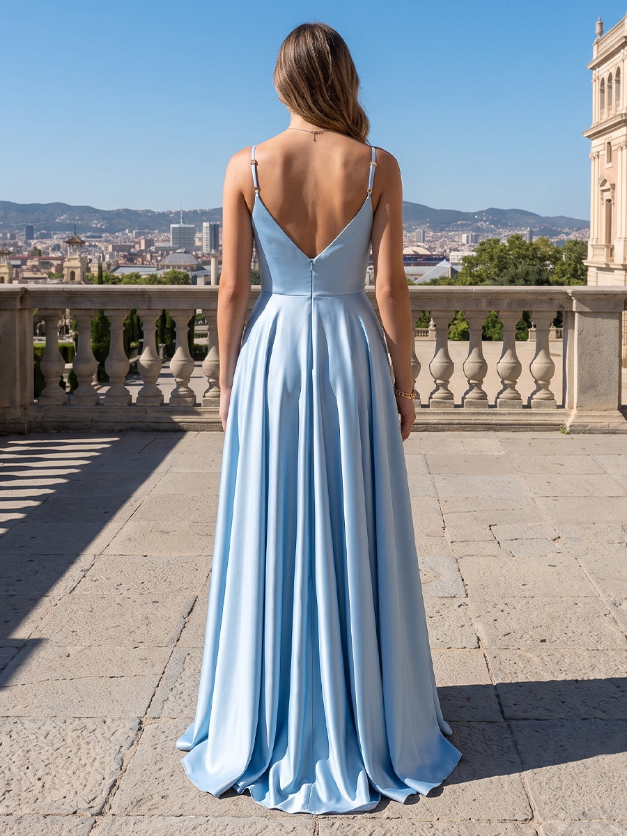 A Line Sweetheart Satin Sleeveless Wedding Guest Dresses
