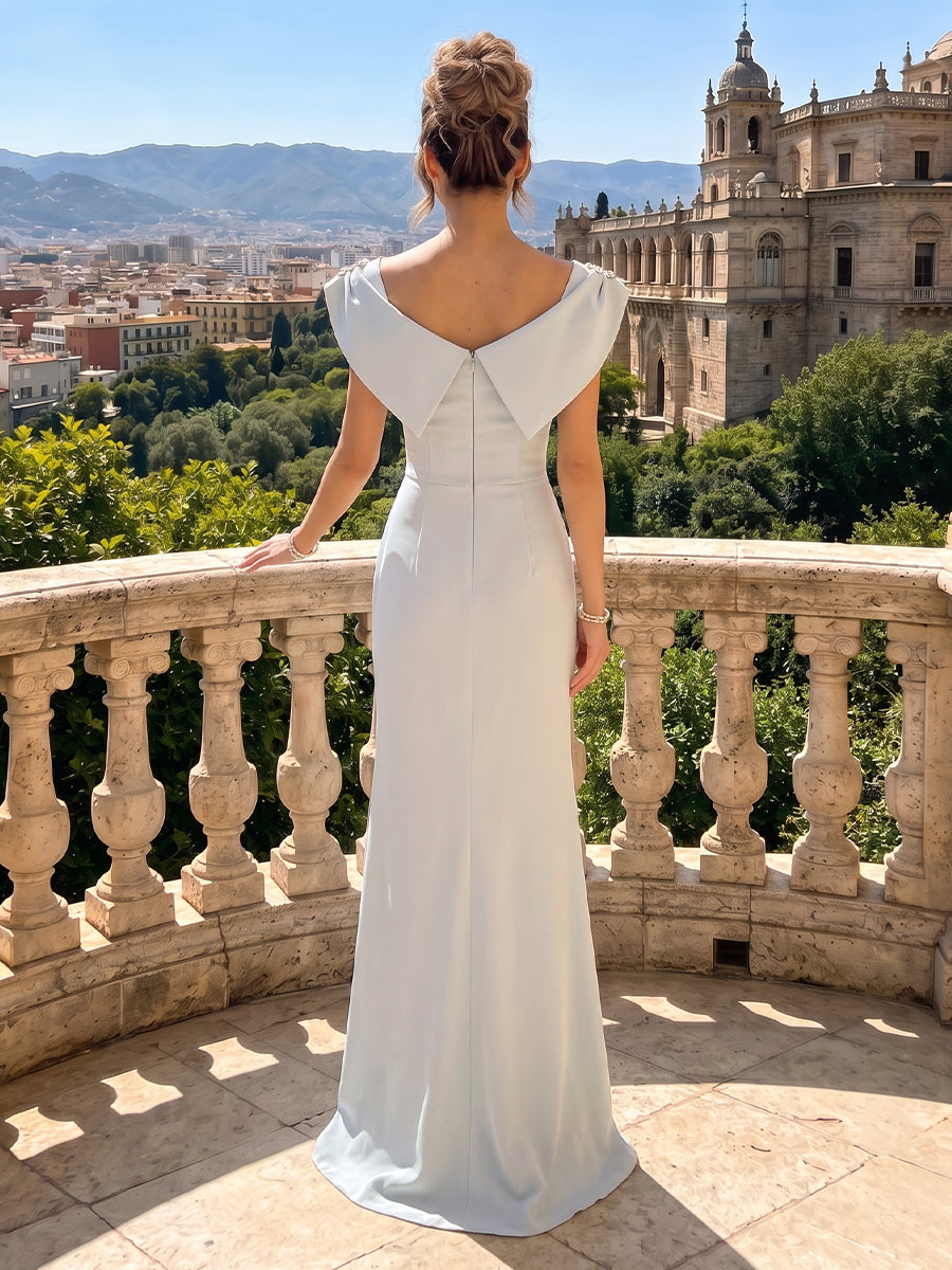 Sheath Scoop Neck Satin Sleeveless Wedding Guest Dresses
