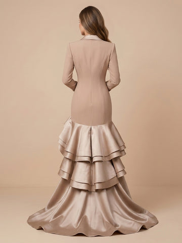 A Line Jacket Satin Long Sleeves Wedding Guest Dresses