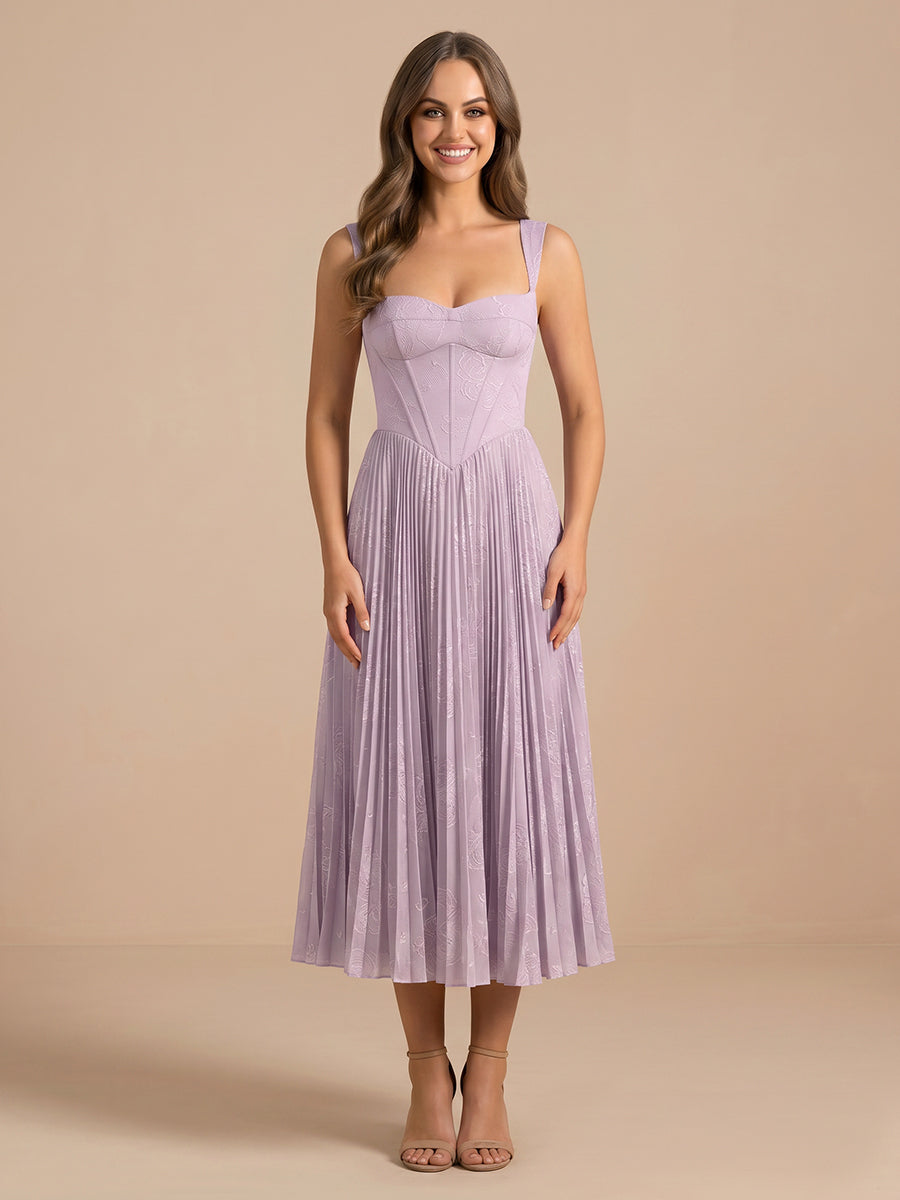 Chiffon A Line Sweetheart Sleeveless Jacquard Wedding Guest Dresses with Pleated