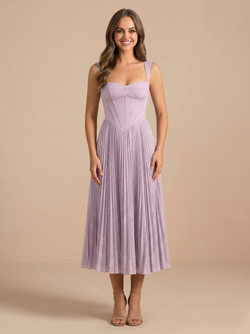 Chiffon A Line Sweetheart Sleeveless Jacquard Wedding Guest Dresses with Pleated