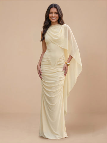 Chiffon Sheath Jewel Sleeveless Wedding Guest Dresses