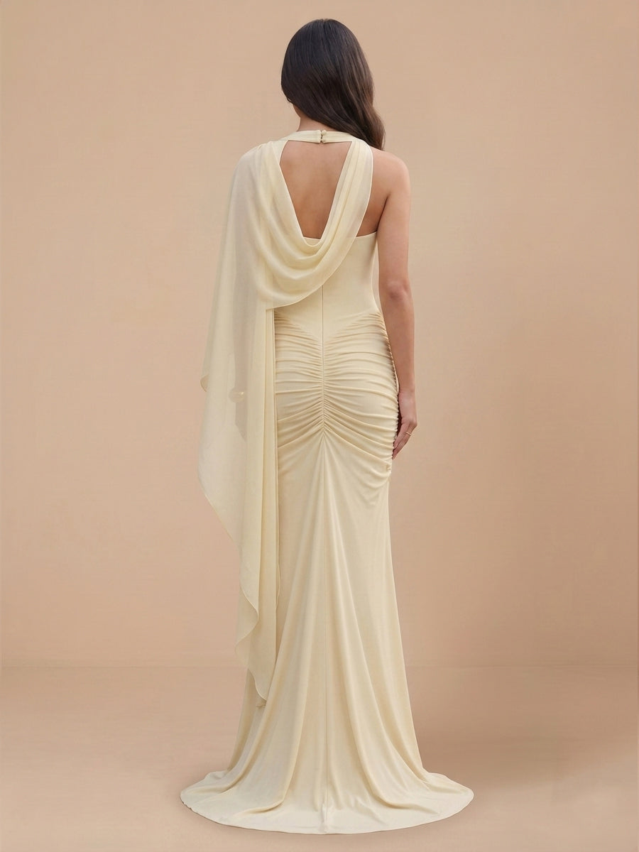 Chiffon Sheath Jewel Sleeveless Wedding Guest Dresses