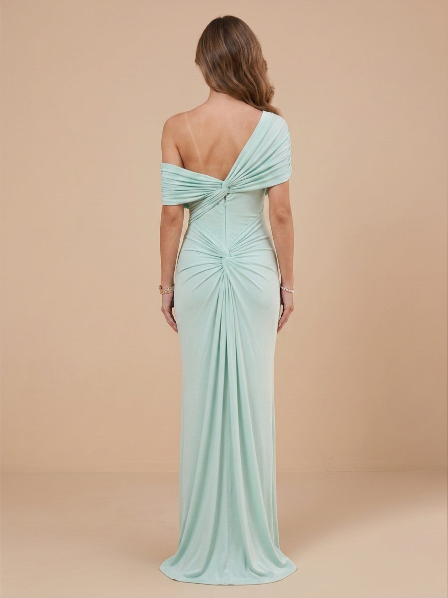 Sheath Off the Shoulder Chiffon Sleeveless Wedding Guest Dresses